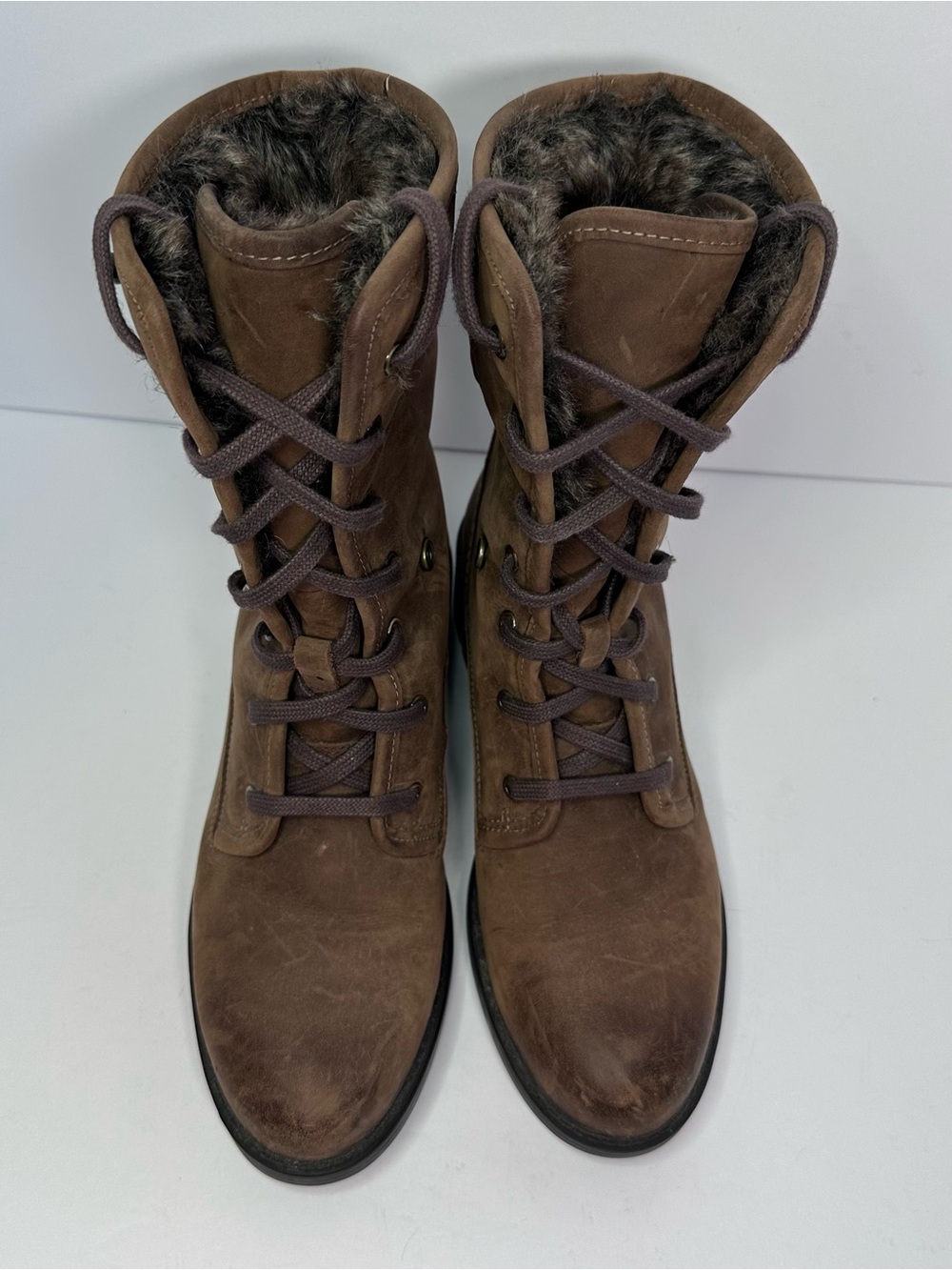Clarks Womens Reunite Up Fold Over Gore-Tex Lace Up Brown Leather Boots Size 8.5 - Picture 3 of 9